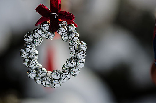 银,铃,花环,圣诞饰品,装饰,户外,树