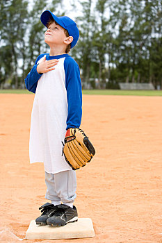 男孩,棒球,垒,祈祷