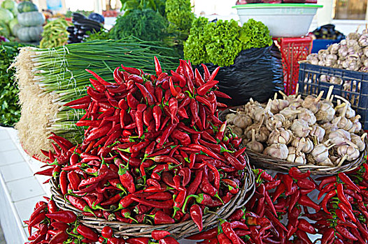 辣椒,蒜,出售,集市,布哈拉,乌兹别克斯坦,亚洲