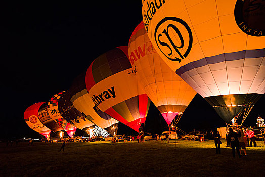 热气球,局部,夜晚,发光,布里斯托尔,国际,气球,节日