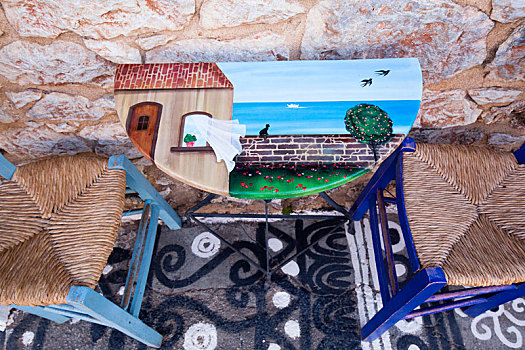 创意,小酒馆,桌子,两个,椅子,希腊