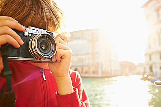 男孩,探索,相机,威尼斯,意大利