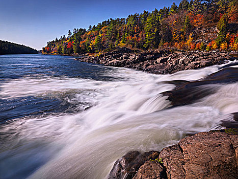 瀑布,法国河,自然,景色,安大略省,加拿大