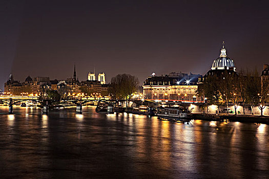 法国,巴黎,塞纳河,光亮,夜晚