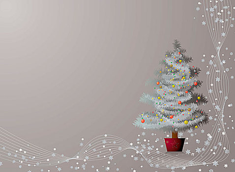 插画,背景,银,圣诞树,雪花