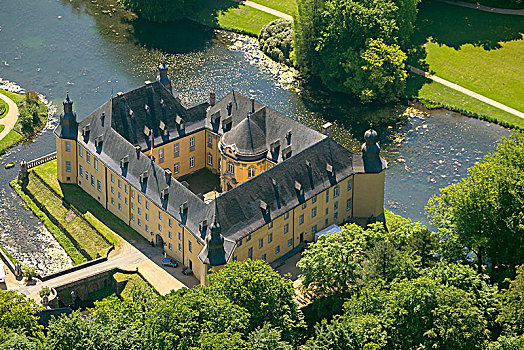 水,城堡,莱茵兰,两个,公园,英国,风景,花园,园艺,展示,2002年