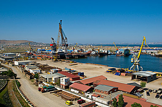 风景,上方,港口,巴库,阿塞拜疆
