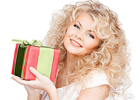 庆贺,休假,圣诞节,概念,高兴,女人,礼盒