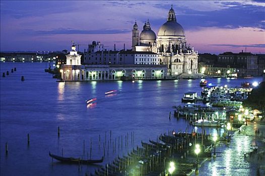 意大利,威尼斯,小船,圣马科,夜晚,后面,玛丽亚,行礼