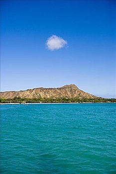夏威夷,瓦胡岛,怀基基海滩,青绿色,水,钻石海岬