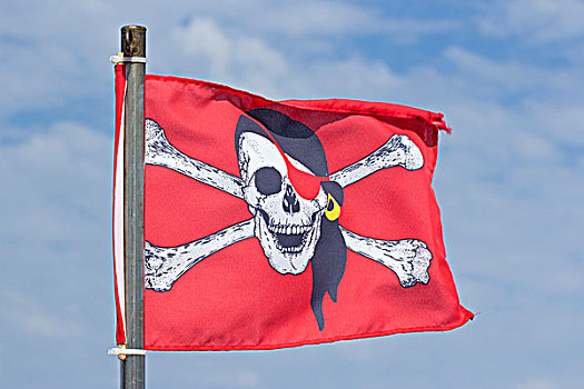 海盗,旗帜,游船,梅克伦堡前波莫瑞州,德国,欧洲