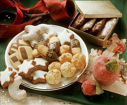 盘子,礼盒,圣诞饼干