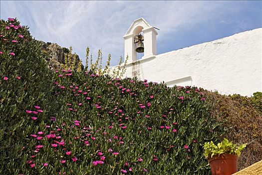 花,正面,教堂,克里特岛,希腊,欧洲