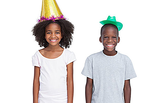 儿童,穿,派对帽,白色背景