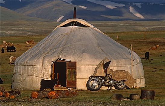 蒙古,省,蒙古包,冬天