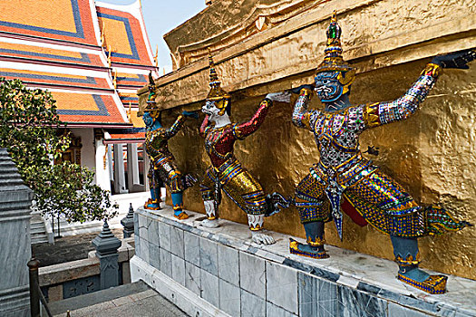 金色,契迪,猴子,魔鬼,寺院,大皇宫,曼谷,泰国,亚洲