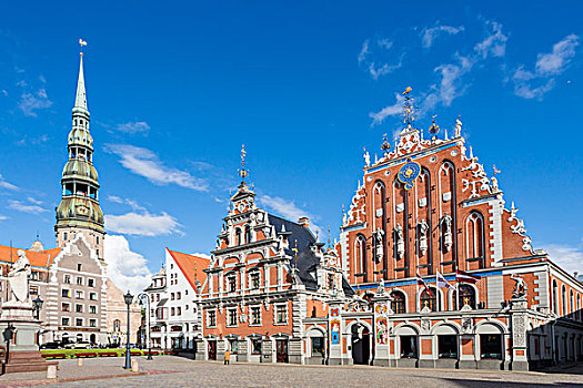 房子,教堂,市政厅,历史,中心,世界遗产,里加,拉脱维亚,欧洲