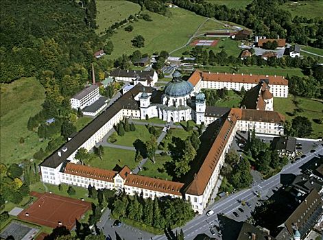 艾塔,教堂,本笃会修道院,航拍,上巴伐利亚,巴伐利亚,德国