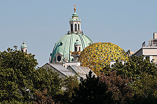 圆顶,脱离,联合,奥地利,艺术家,卡尔教堂,教堂,维也纳,欧洲