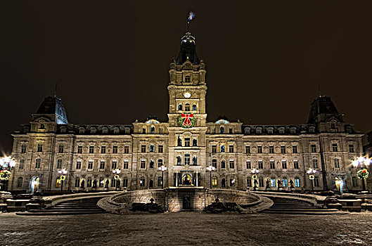 魁北克,议会,夜晚,加拿大