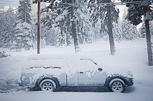 积雪,私家车道,南,太浩湖,加利福尼亚,美国