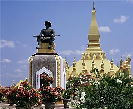国王,雕塑,万象,老挝