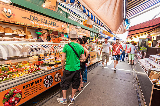 奥地利,维也纳,著名,市场,食品市场,货摊,沙拉三明治