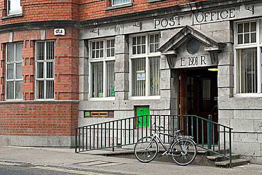 爱尔兰,自行车,停放,正面,邮局