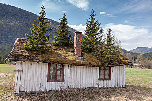 小,建筑,挪威,山