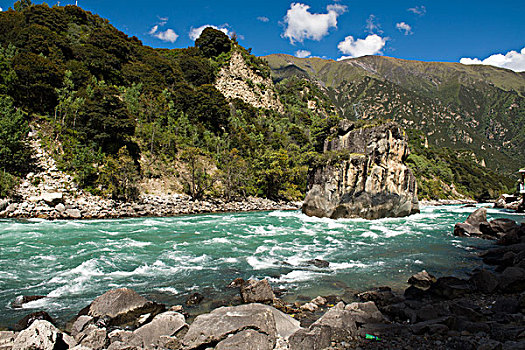 西藏林芝尼洋河第一大峡谷中流砥柱