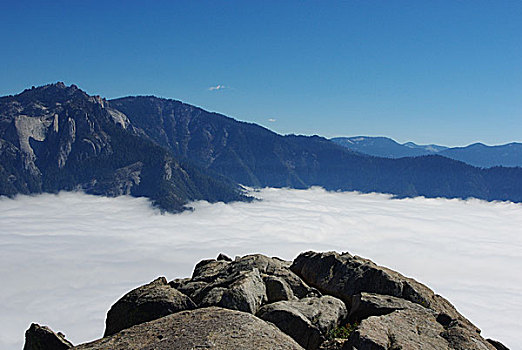 石头,内华达山脉,高处,云,红杉国家公园,加利福尼亚