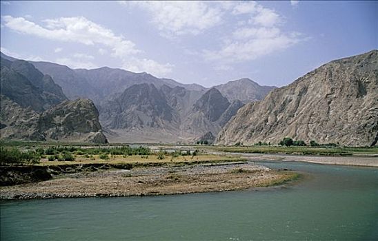 山谷,风景,靠近,巴米扬,中心,阿富汗,八月,2000年