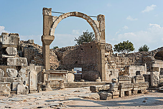 喷泉,拱形,古城,以弗所,世界遗产,塞尔柱克,省,土耳其,亚洲