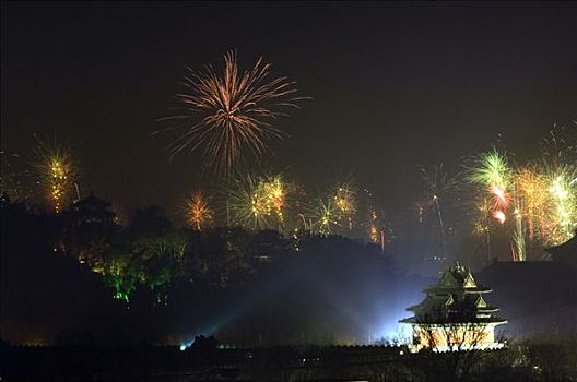 中国,北京,春节,烟花,展示