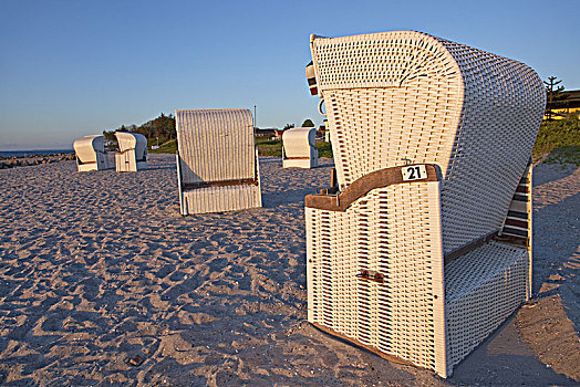 沙滩椅,波罗的海,海滩,石勒苏益格,黑白花牛,德国北部,德国