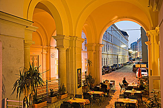 旅店,街边咖啡厅,维也纳,黄昏,奥地利