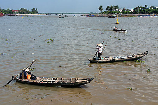 渔民,工作,树液,河,金边,柬埔寨,亚洲