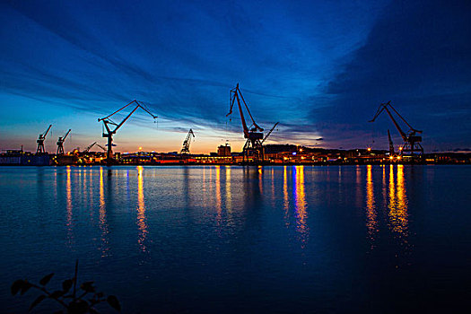 港口,起重机,黄昏,哥德堡,省,瑞典