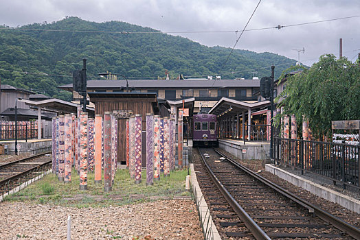 日本京都岚山电车站和服之森景观