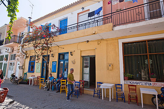 街道,餐馆,路人,希腊