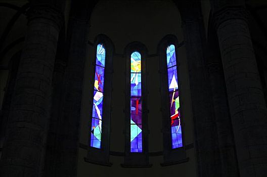 玻璃窗,教堂中殿,圣母玛利亚,朝圣教堂,意大利,欧洲