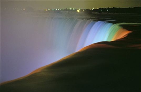尼亚加拉瀑布,光亮,夜晚,加拿大