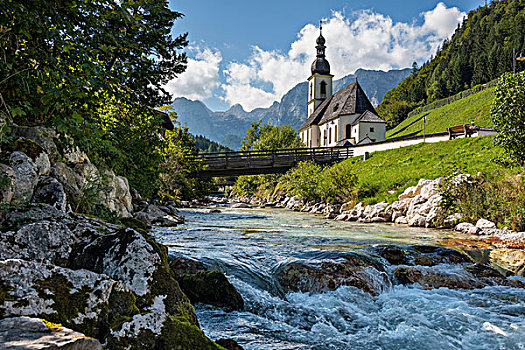 教区教堂,拉姆绍,靠近,贝希特斯加登地区,地区,上巴伐利亚,巴伐利亚,德国,欧洲