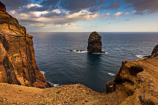 岩石构造,半岛,日出,马德拉岛,葡萄牙,欧洲
