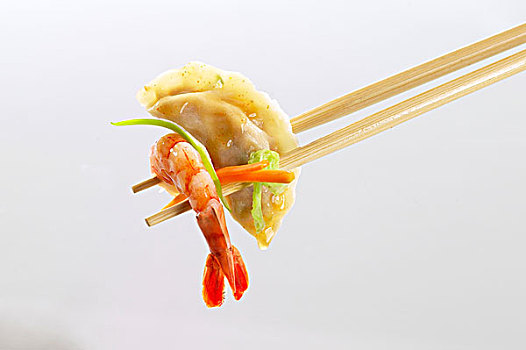 馄饨,虾,筷子,亚洲