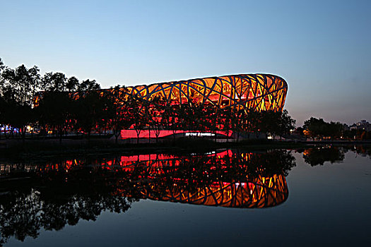 北京鸟巢体育场夜景