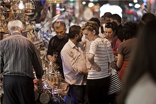 女人,购物者,伊斯坦布尔,香料市场