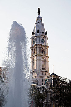 喜爱,公园,喷泉,费城,市政厅,宾夕法尼亚,美国