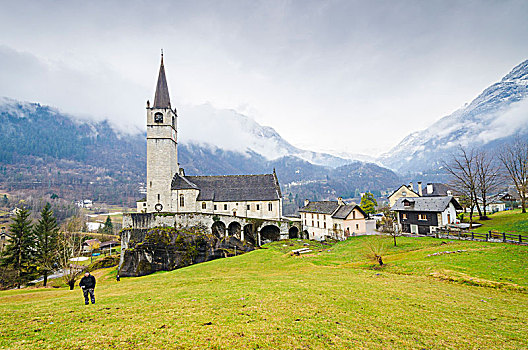 教堂,乡村,意大利阿尔卑斯山,意大利