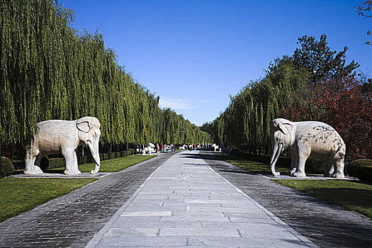 雕塑,墓地,神道,十三陵,北京,中国